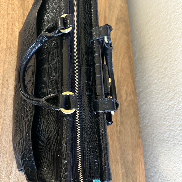 Brahim black Melbourne signature croc-embossed leather satchel. Genuine leather. - Picture 5 of 15